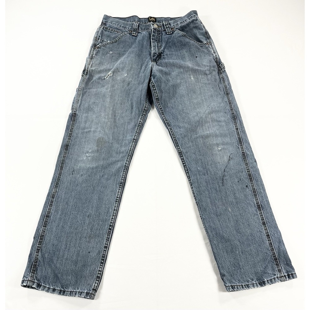 Vintage Lee Carpenter Jeans 32x31 90s Y2K Distressed Grunge Thrashed Workwear